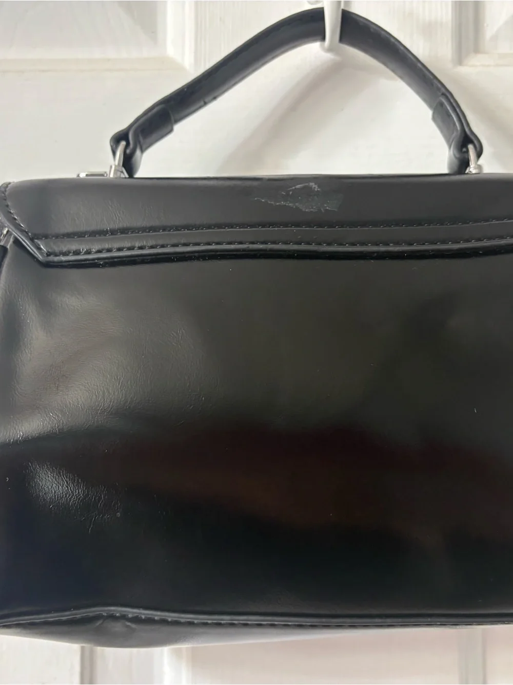 Classic Black Top-Handle Satchel with Silver Turn-Lock